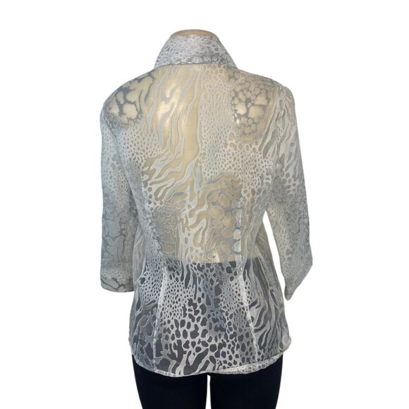 Cali and New York Women's White Sheer Button-Up Blouse & Tank Set Sz M/MP - Picture 9 of 13